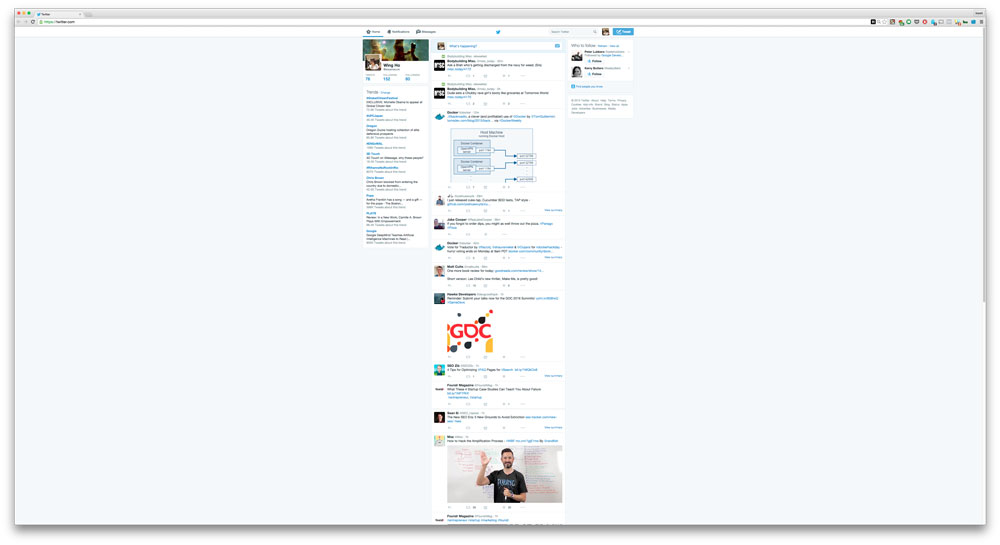Twitter at the default 100% zoom in 4k